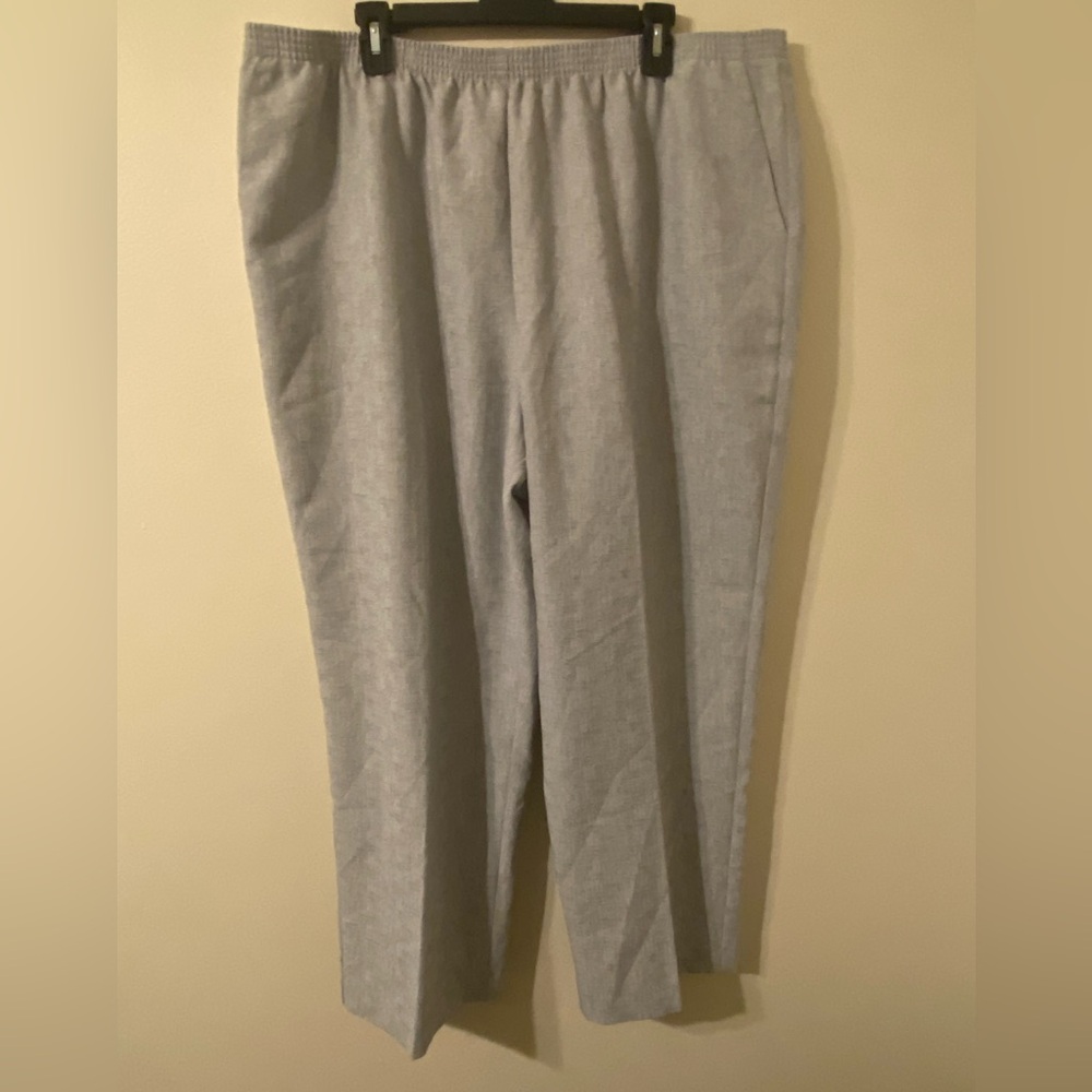 New NOS Alfred Dunner Gray Straight Leg Elastic Waistband Dress‎ Slacks Size 24W